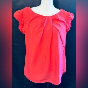 RACHEL Rachel Roy Coral Slight Puff/Ruched Sleeve Top; Size Large